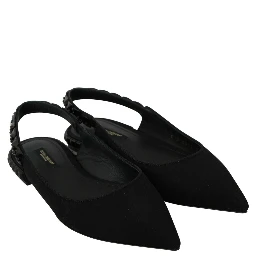 Black Flats Slingback Charmeuse Shoes