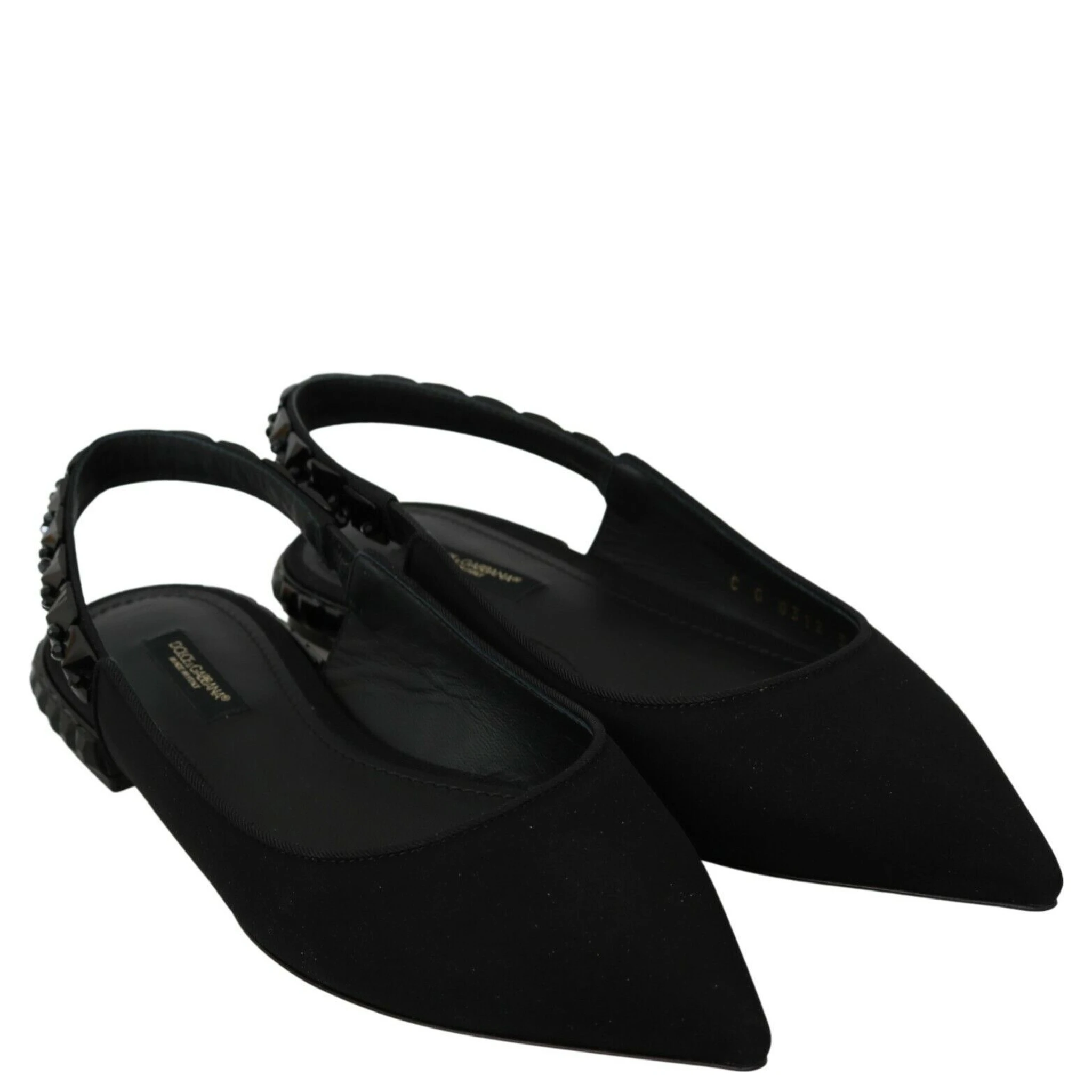 Black Flats Slingback Charmeuse Shoes