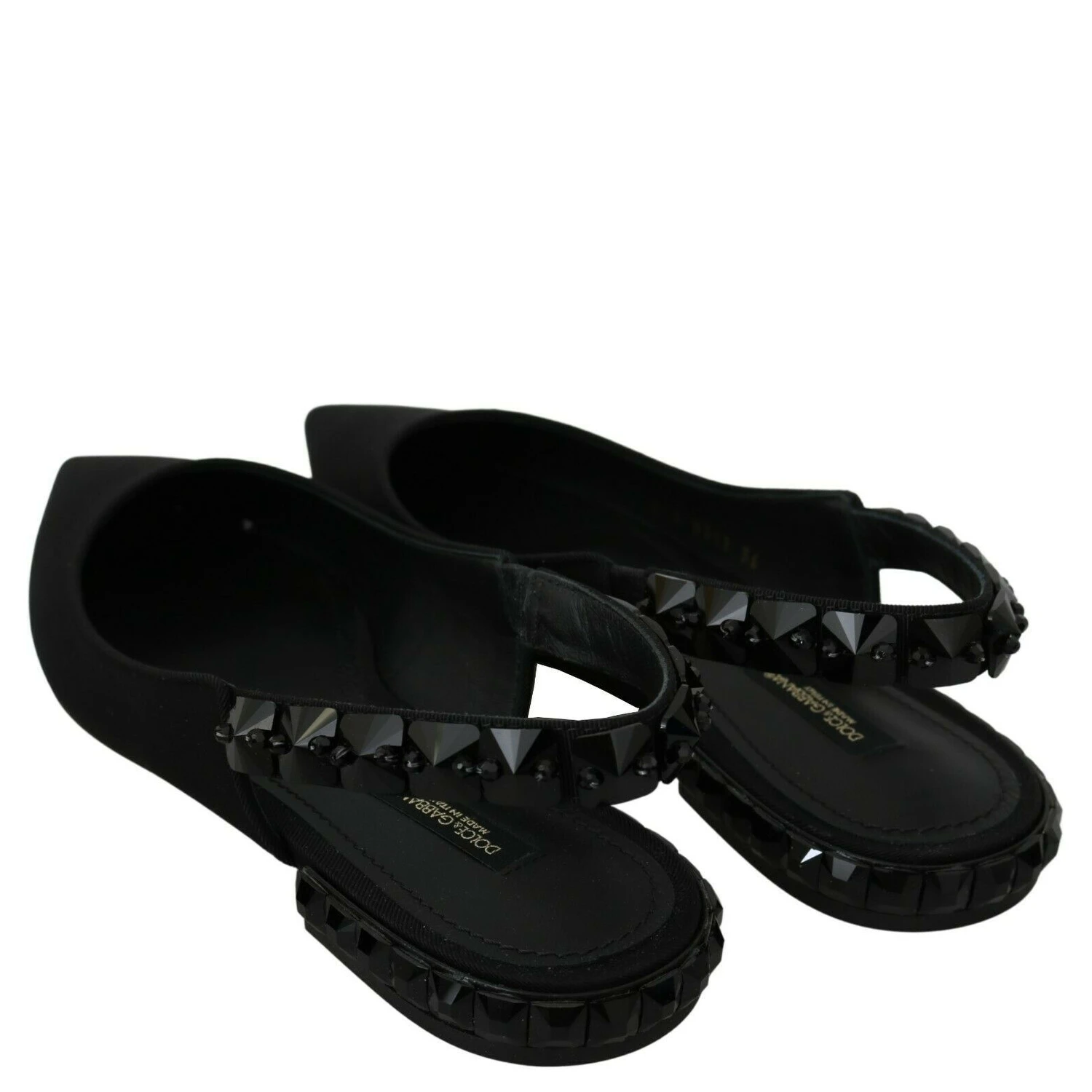 Black Flats Slingback Charmeuse Shoes