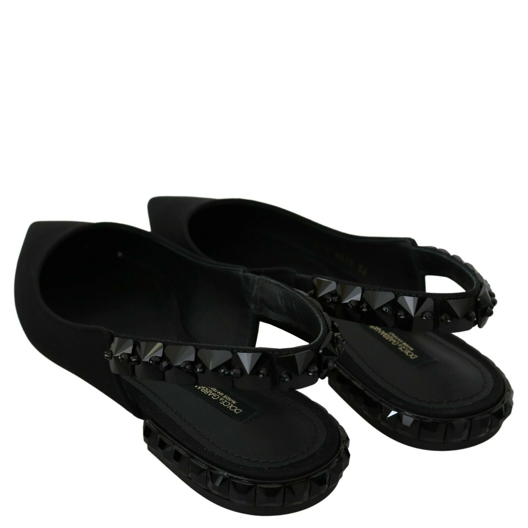 Black Flats Slingback Charmeuse Shoes