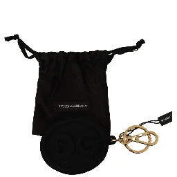 Black Rubber DG Logo Gold Brass Metal Keyring Keychain