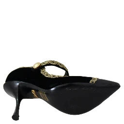 Black Embellished Velvet Mary Jane Pumps Shoes