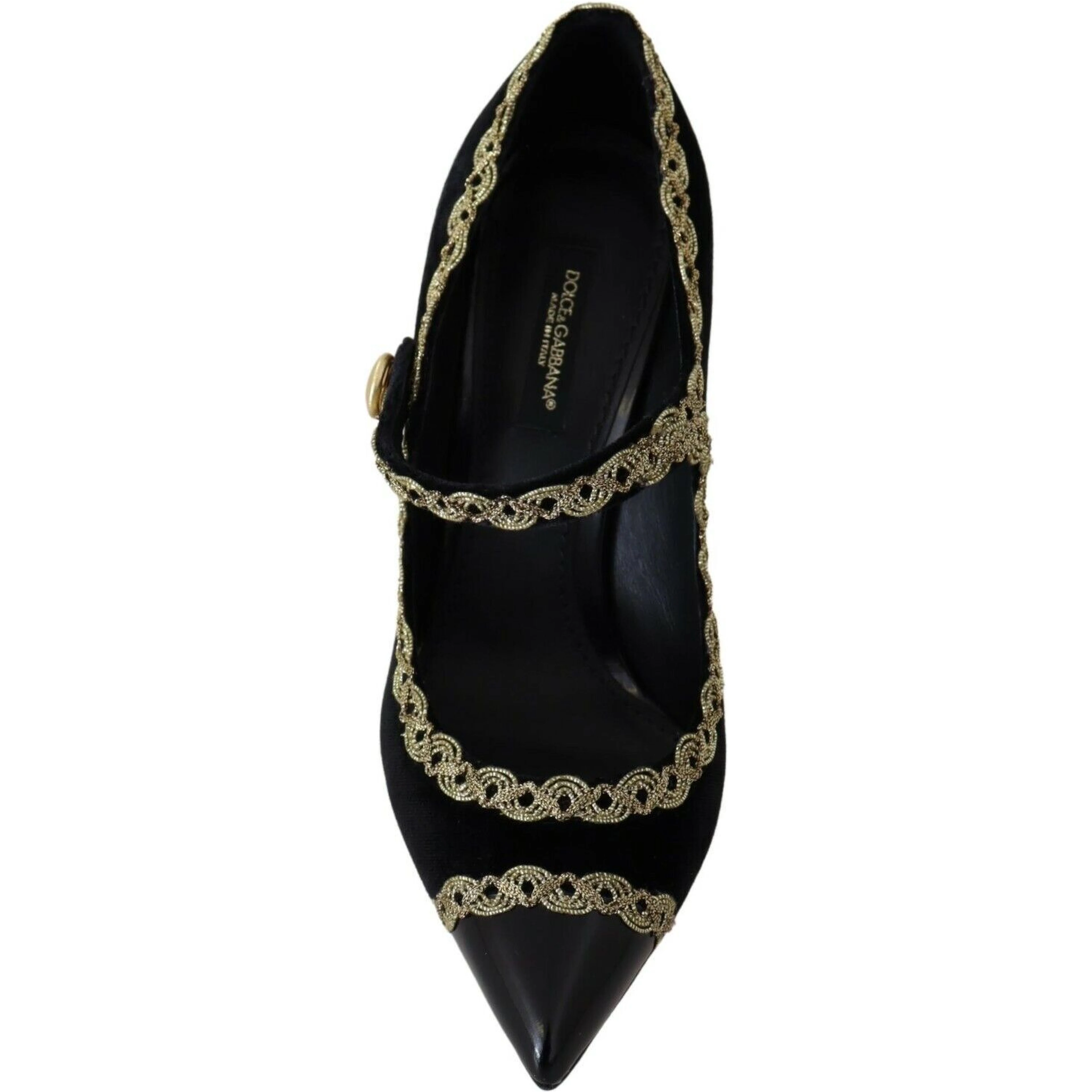 Black Embellished Velvet Mary Jane Pumps Shoes
