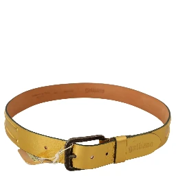 Gold Genuine Leather Rustic Silver Buckle Waist Belt