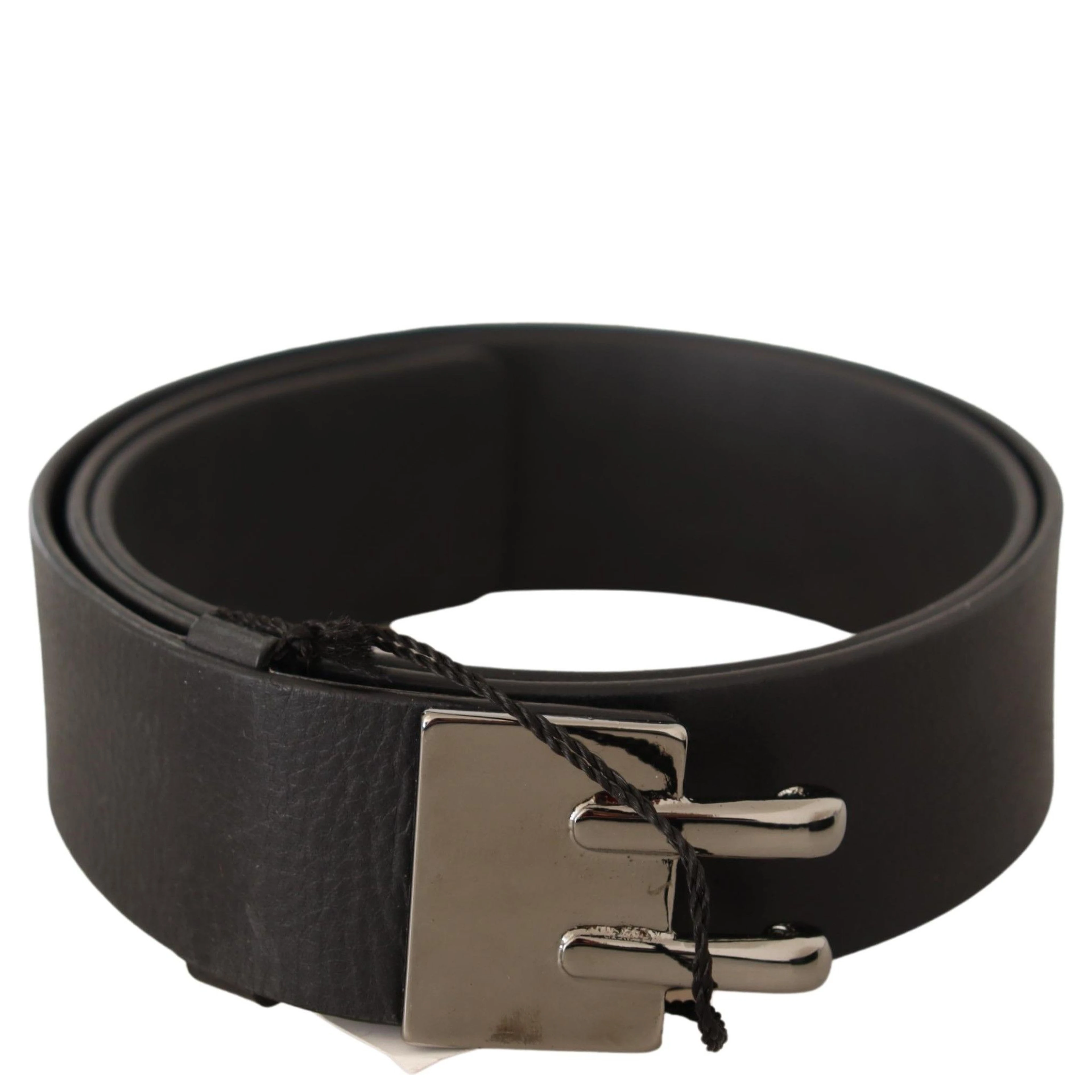 Black Leather Silver Buckle Waist Belt