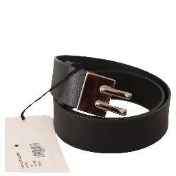 Black Leather Silver Buckle Waist Belt