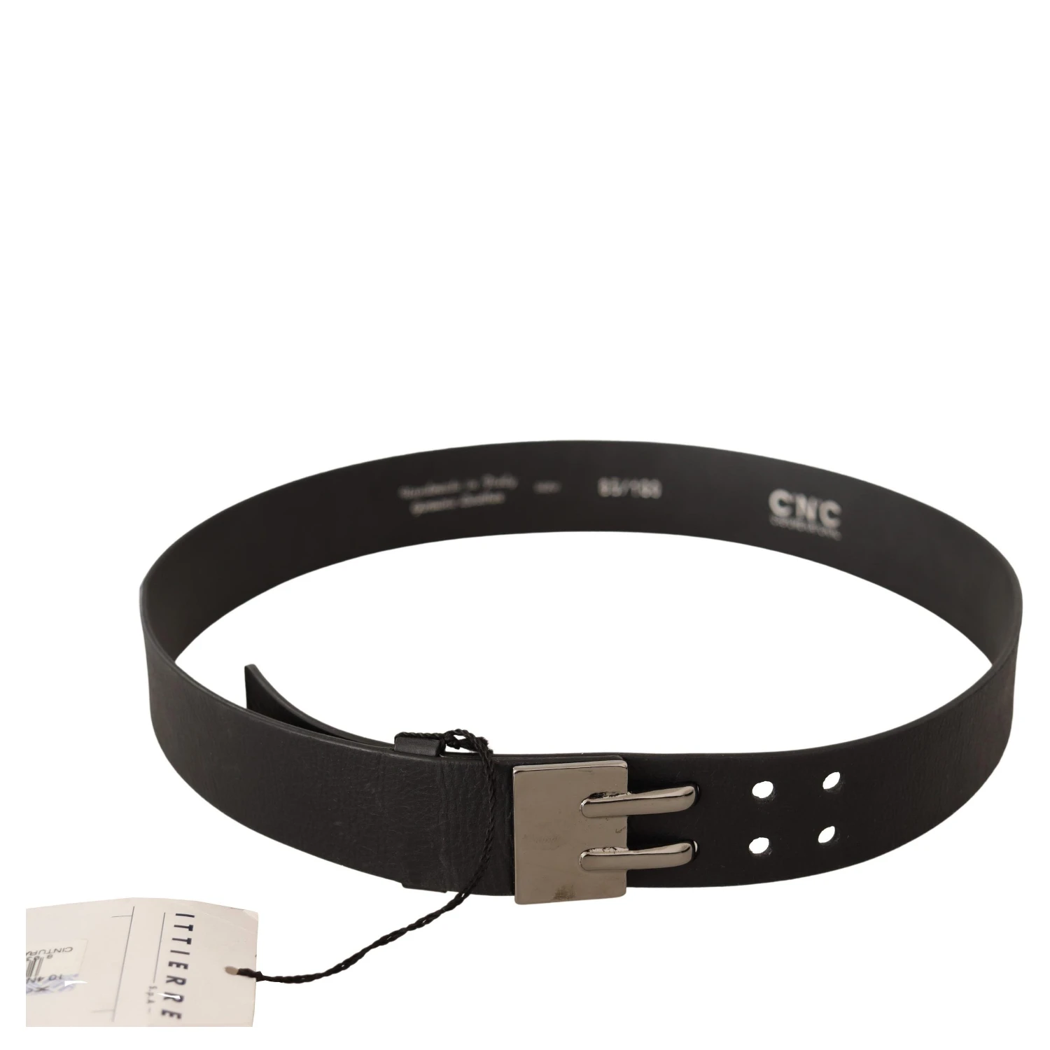 Black Leather Silver Buckle Waist Belt