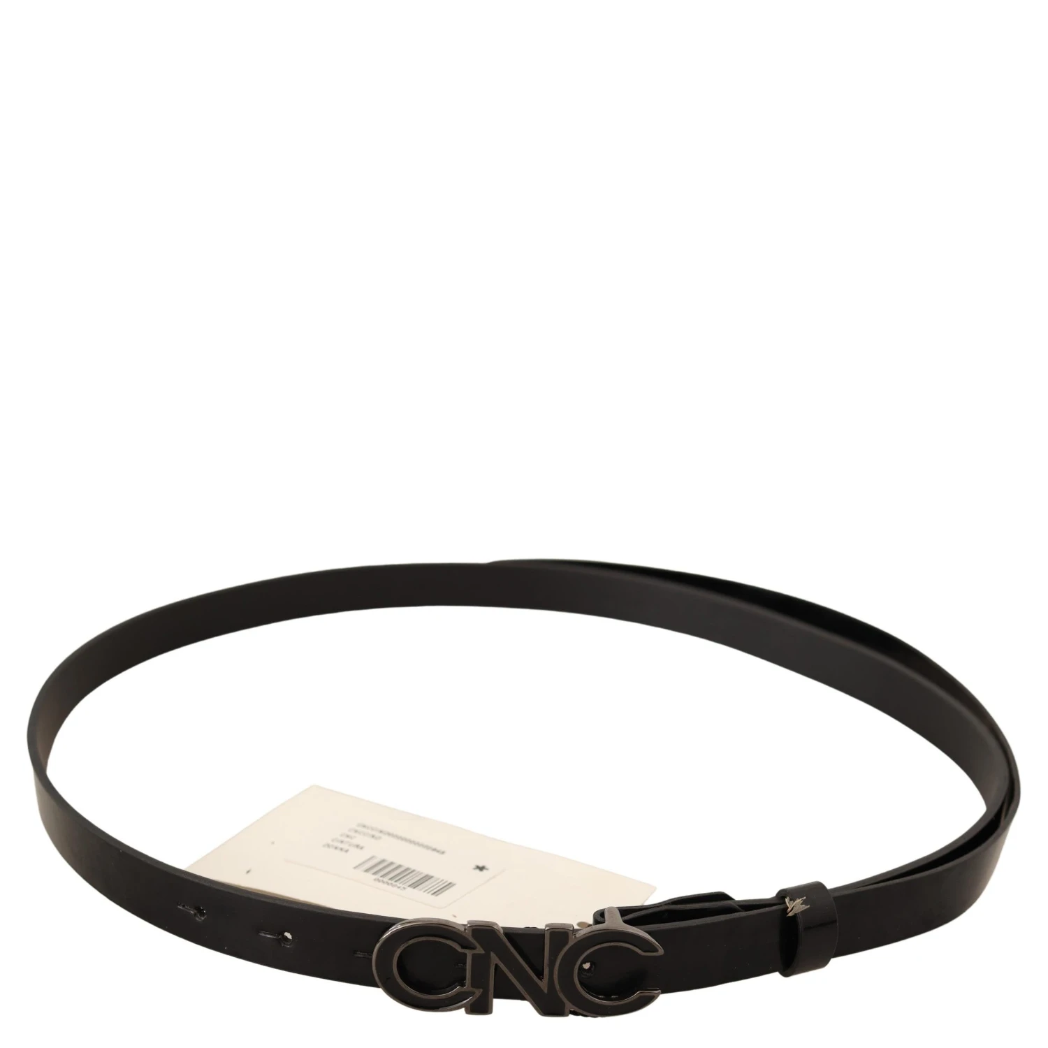 Black Leather Letter Logo Buckle Belt