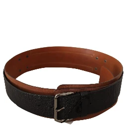 Black Brown Leather Silver Buckle