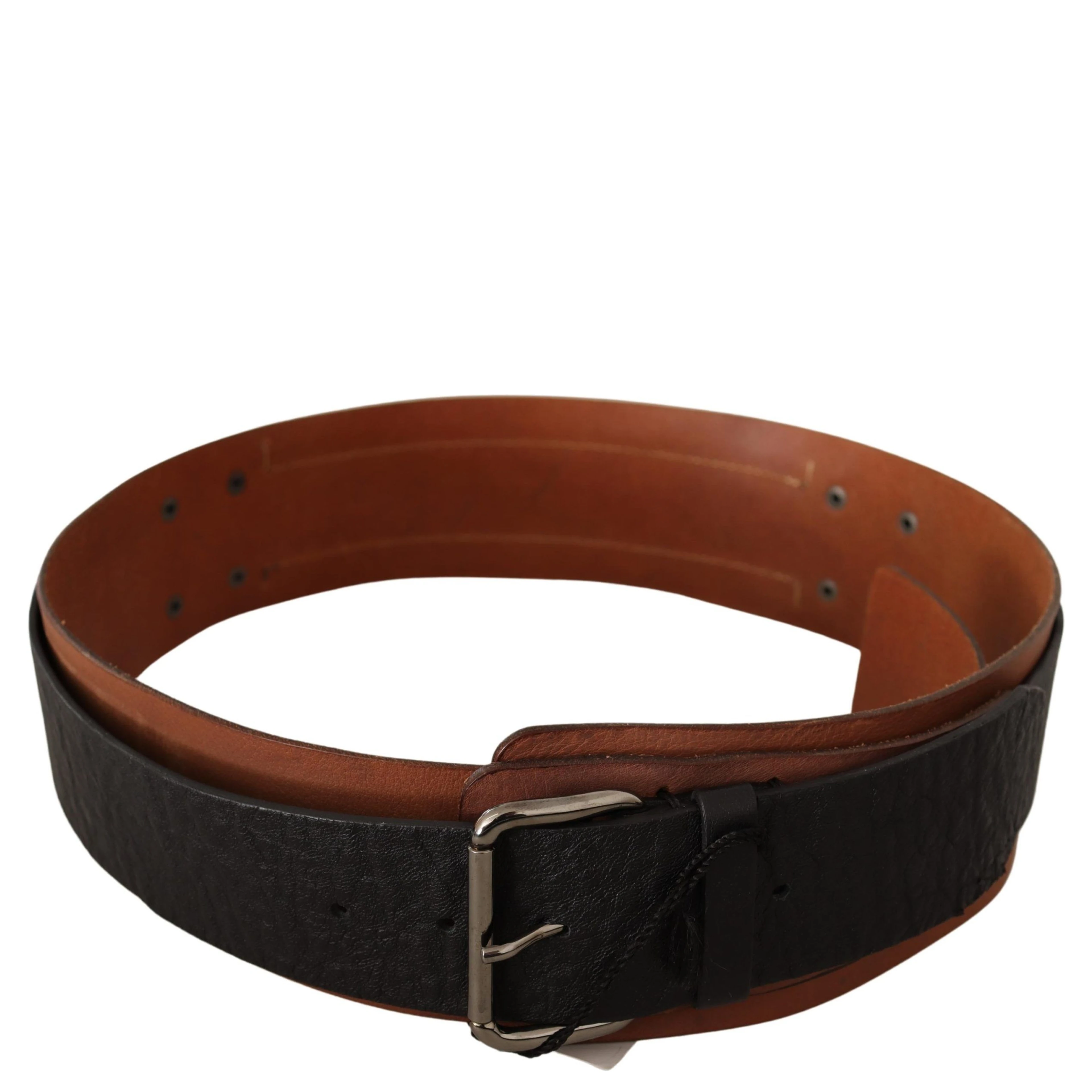 Black Brown Leather Silver Buckle