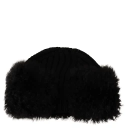Black Cashmere Fur Women Beanie Women Hat
