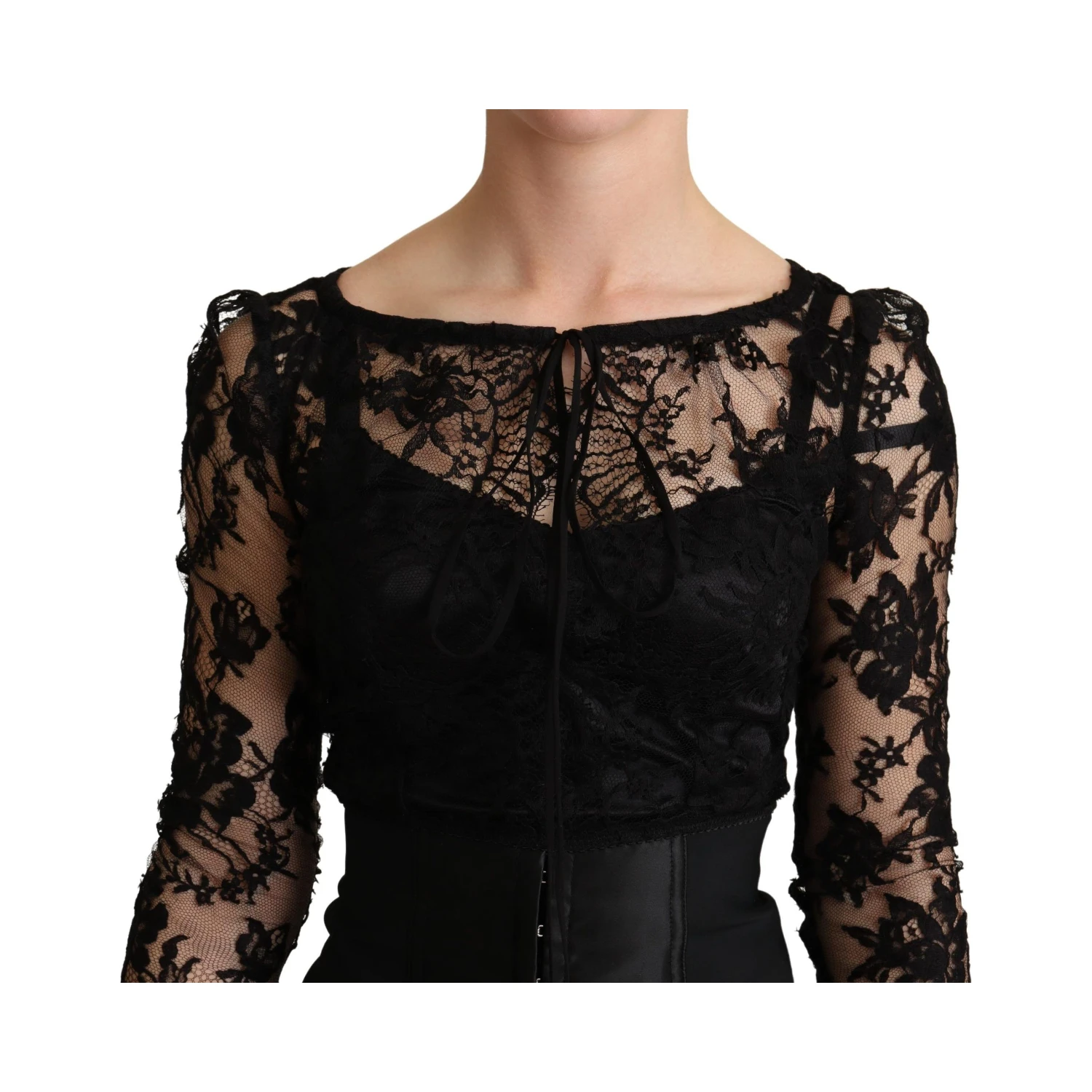 Black Fitted Lace Top Bodycon Mini Dress