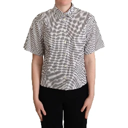 Black Polka Dot Collared Shirt White