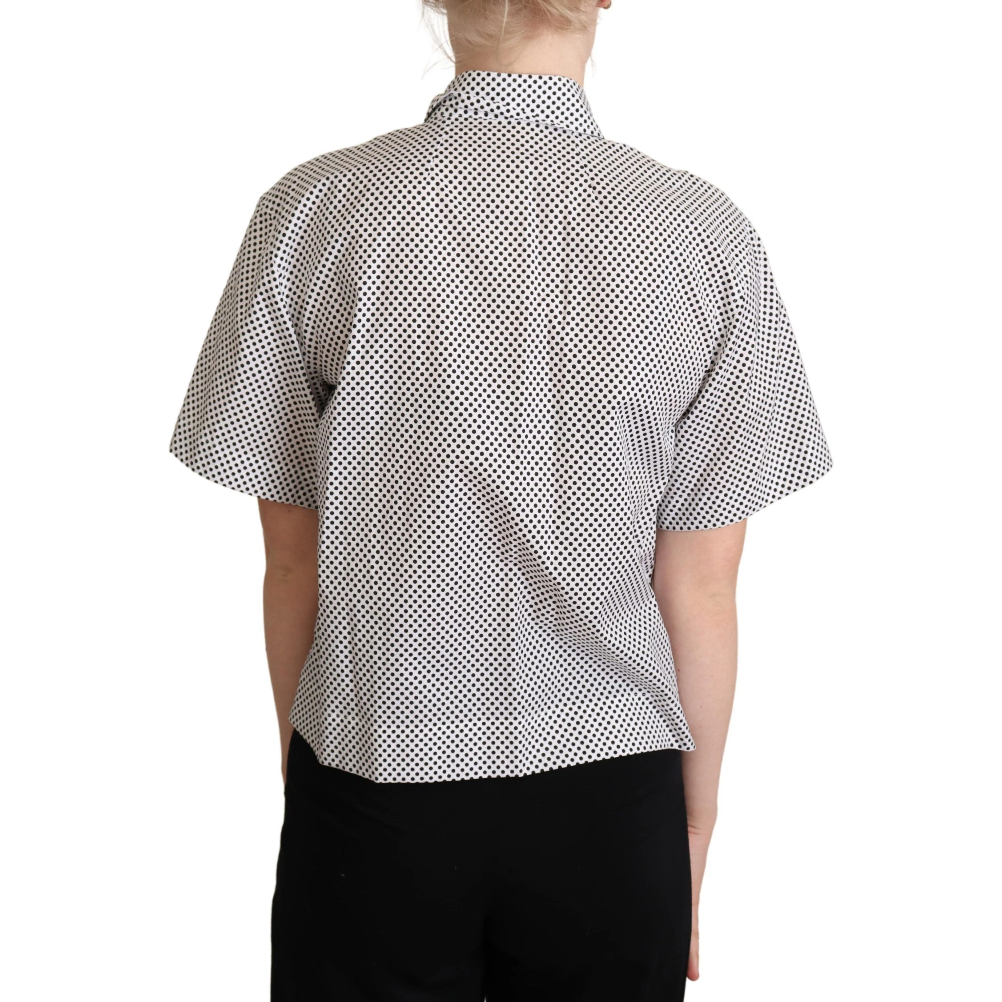 Black Polka Dot Collared Shirt White