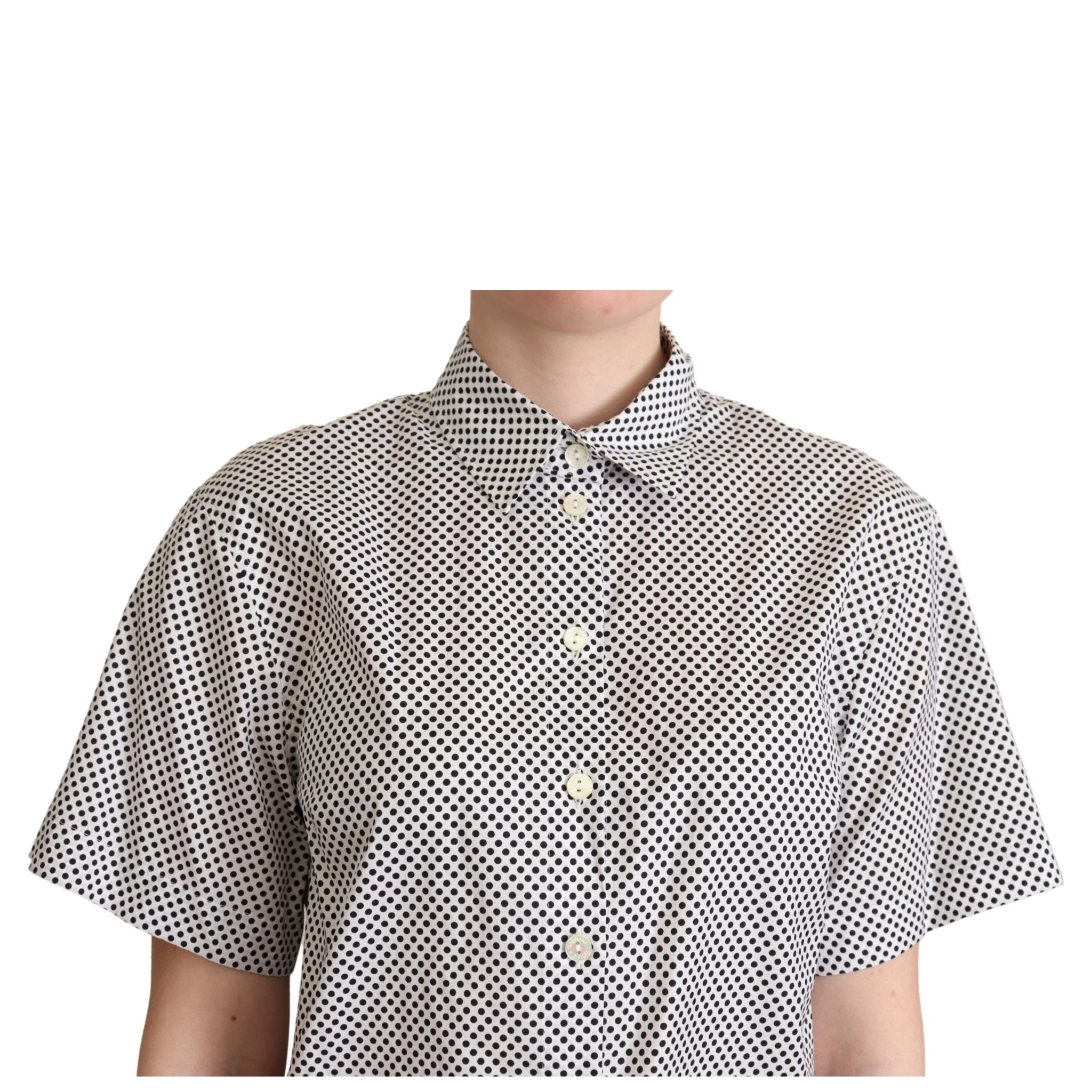 Black Polka Dot Collared Shirt White