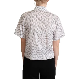 White Gray Polka Dots Collared Button Shirt