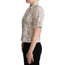 White Circles Dots Collared Button Up Shirt