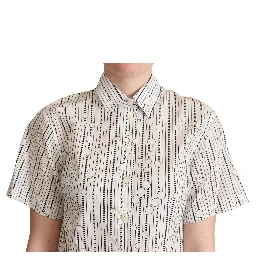 White Circles Dots Collared Button Up Shirt