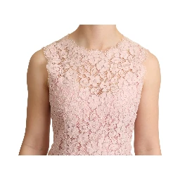 Pink Floral Lace Sleeveless Tank Blouse Top