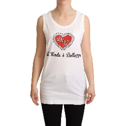 White La Moda Crystal Tank Top T-shirt