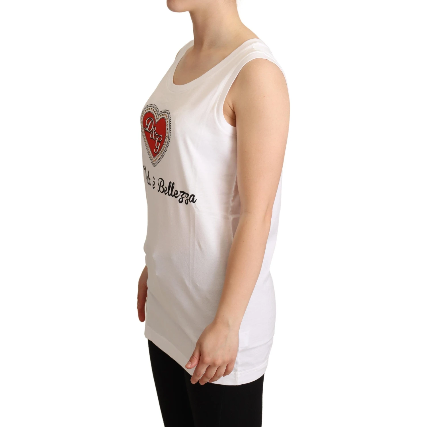 White La Moda Crystal Tank Top T-shirt