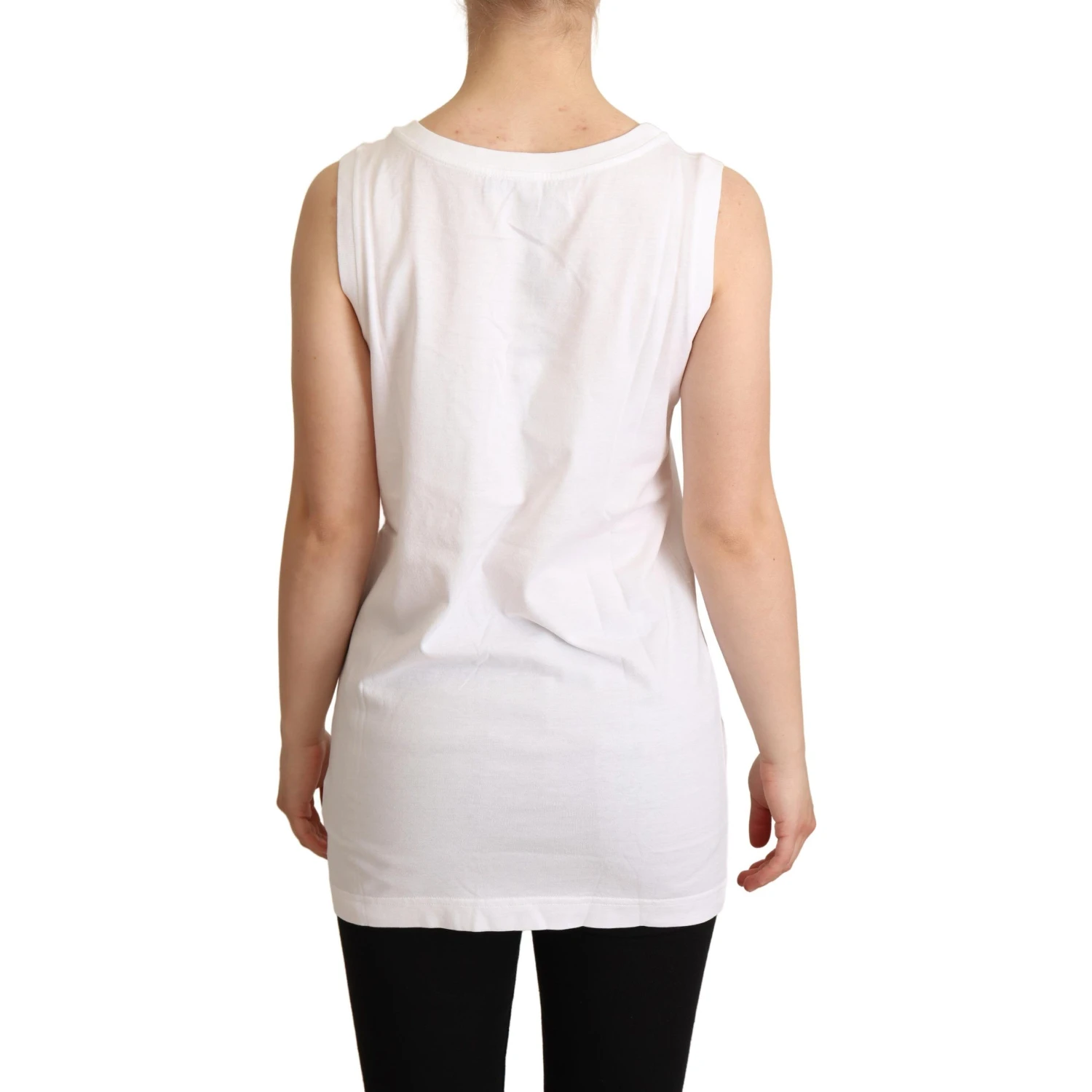 White La Moda Crystal Tank Top T-shirt