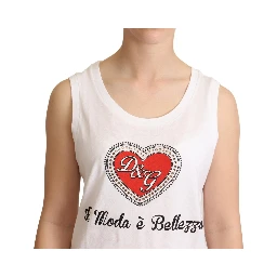 White La Moda Crystal Tank Top T-shirt