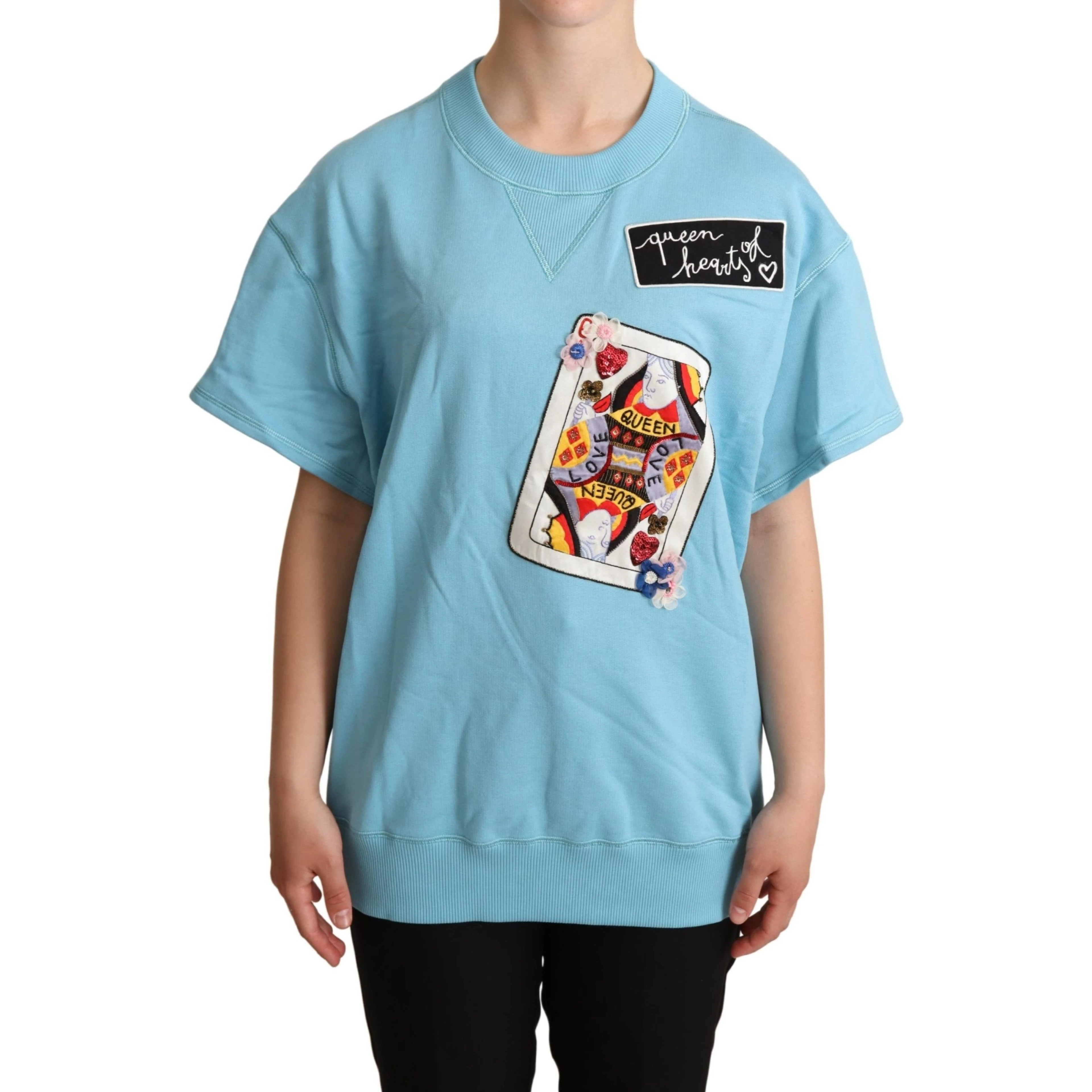 BLue Queen Of Hearts Card Sweater T-shirt