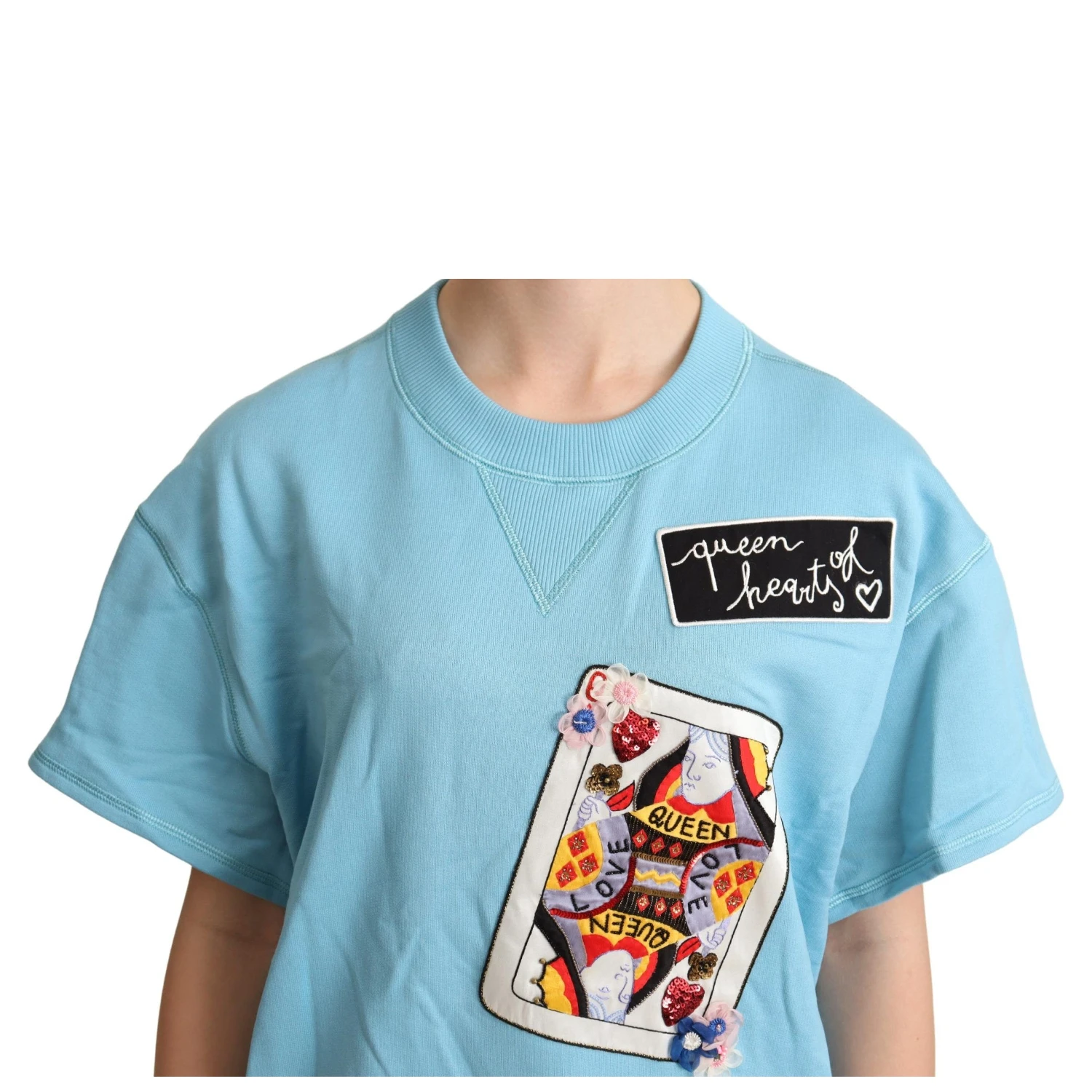BLue Queen Of Hearts Card Sweater T-shirt