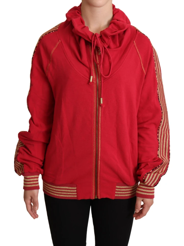 Red Full Zip Jacket Sweatshirt Hooded Sweater