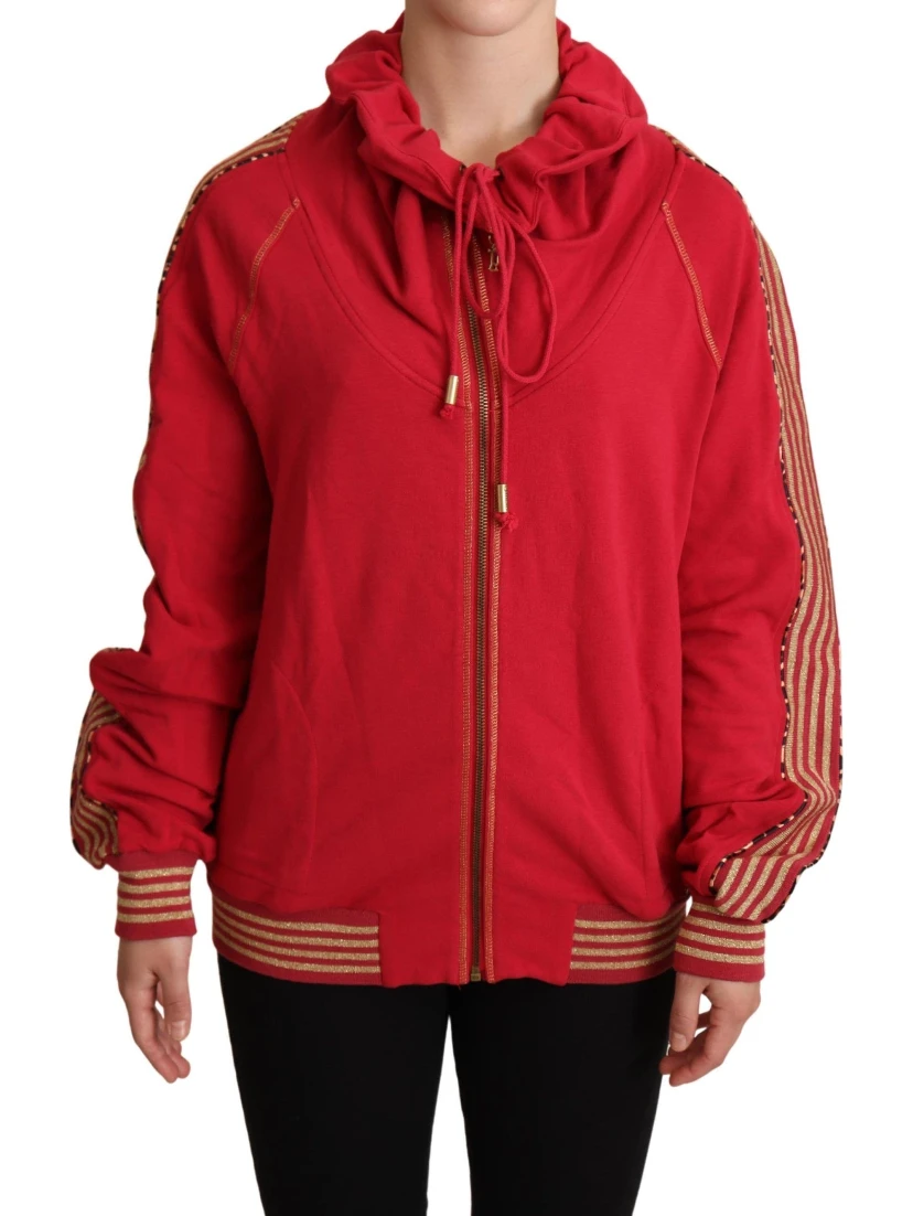 Red Full Zip Jacket Sweatshirt Hooded Sweater