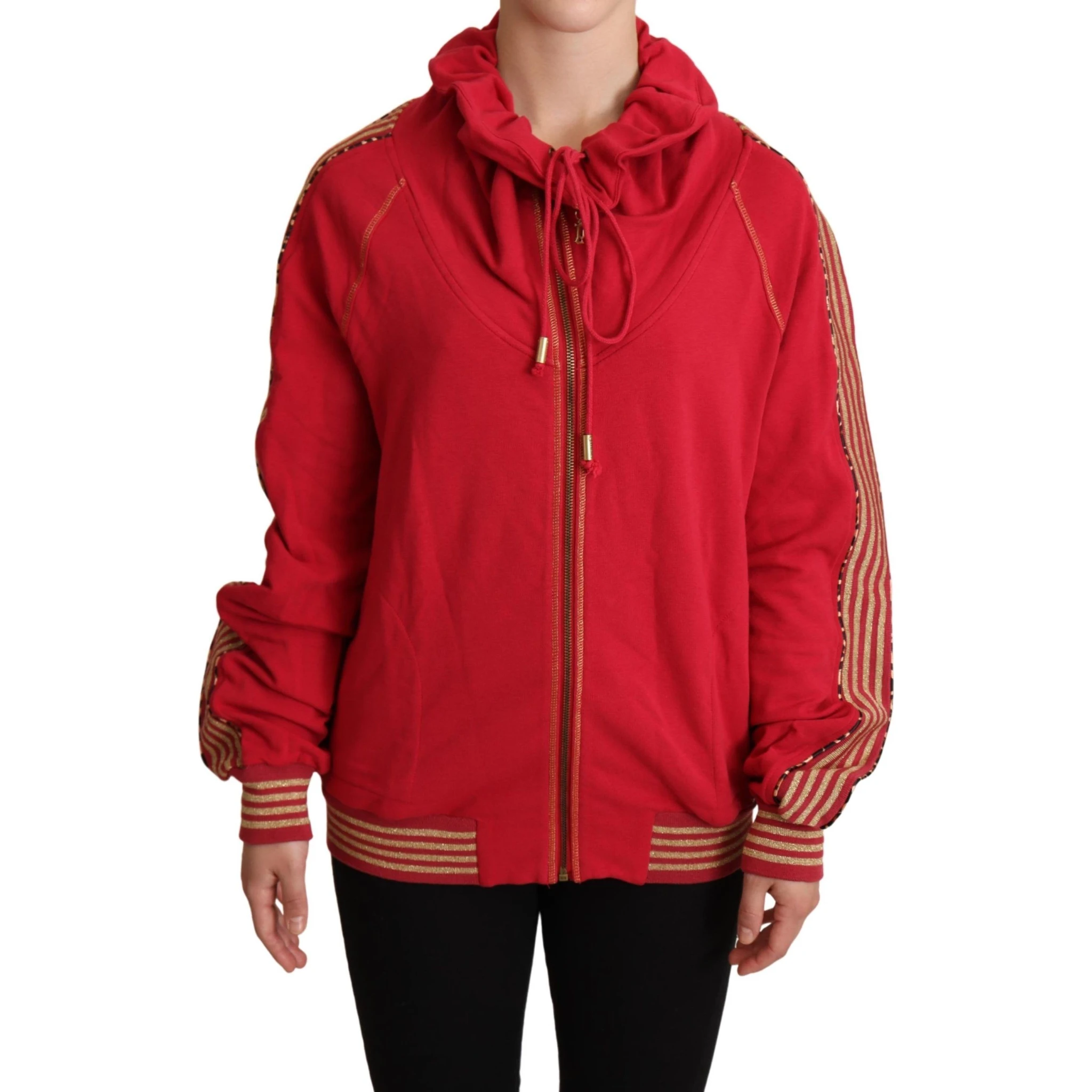 Red Full Zip Jacket Sweatshirt Hooded Sweater