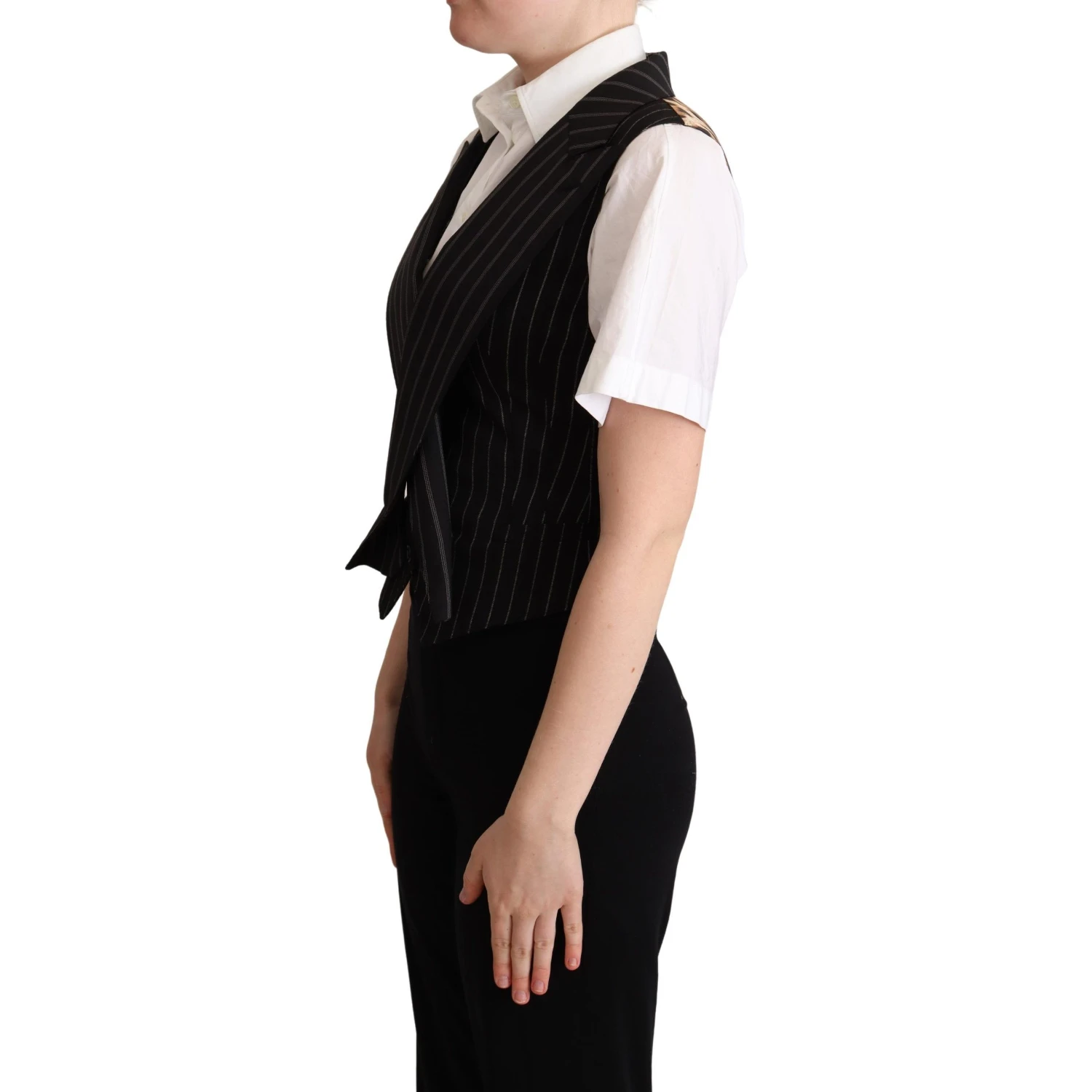 Black Brown Leopard Print Waistcoat Vest