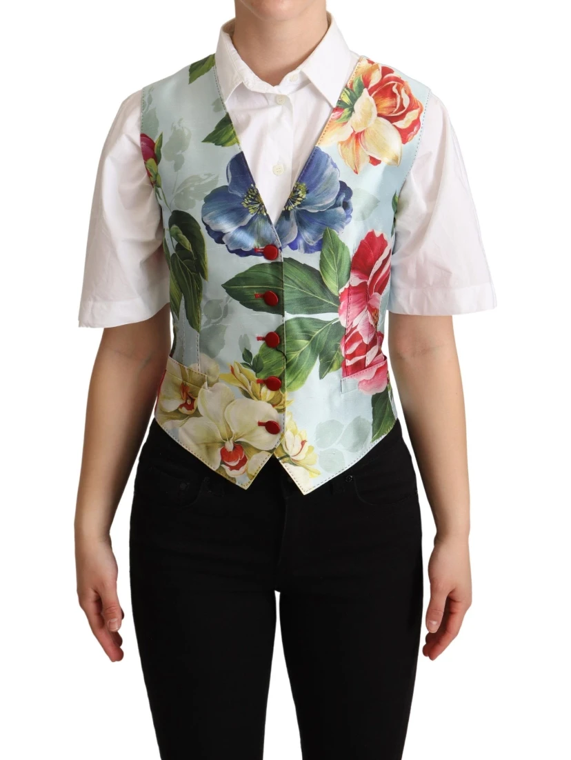 Mint Green Floral Silk Waistcoat Vest