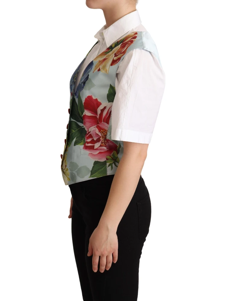 Mint Green Floral Silk Waistcoat Vest alternative