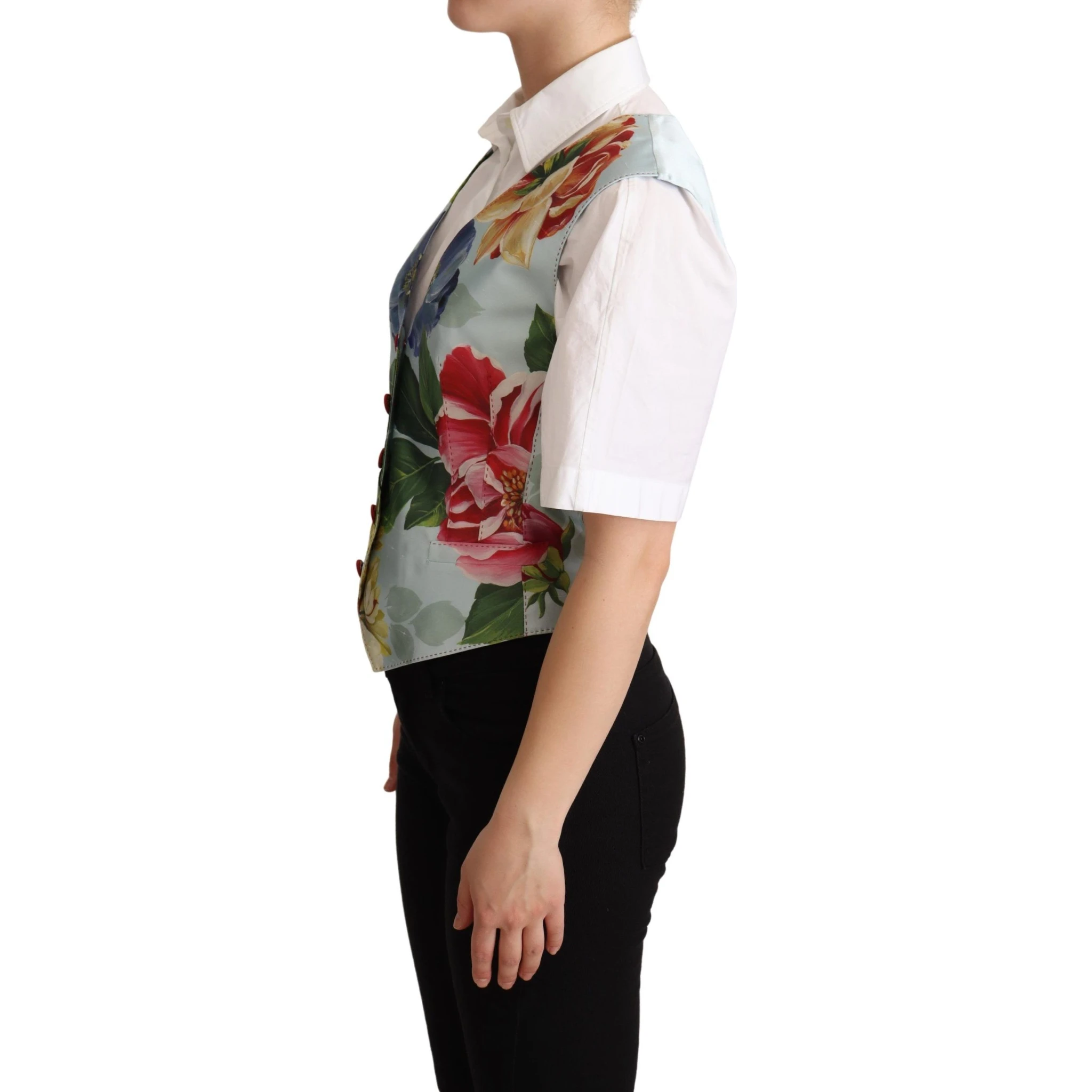 Mint Green Floral Silk Waistcoat Vest