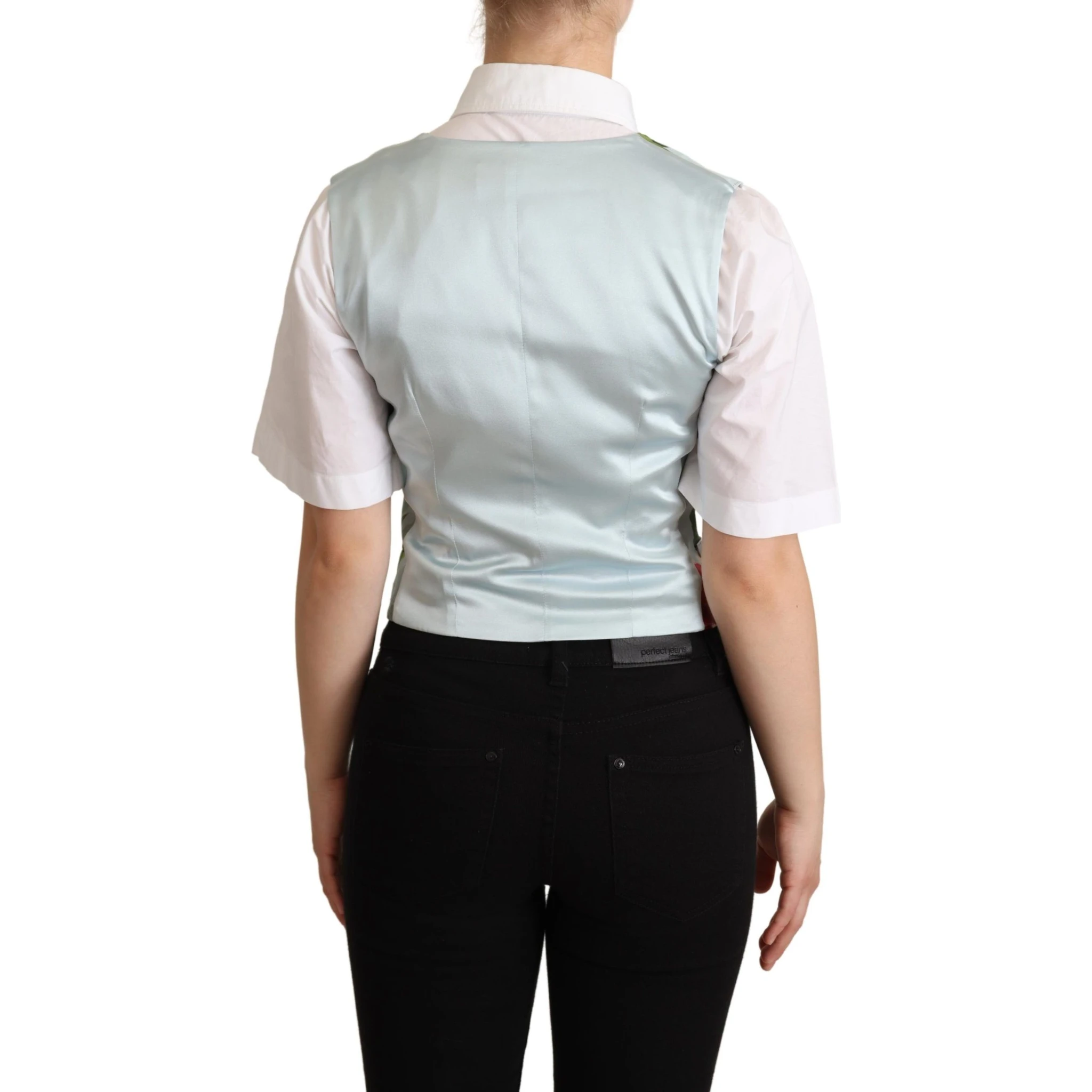 Mint Green Floral Silk Waistcoat Vest