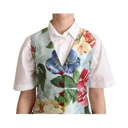 Mint Green Floral Silk Waistcoat Vest