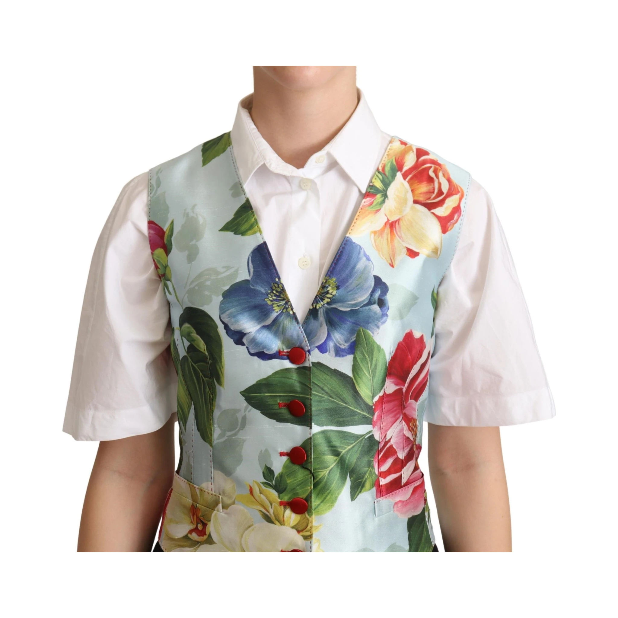 Mint Green Floral Silk Waistcoat Vest