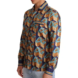 Multicolor DG Logo Silk Mens Top Shirt