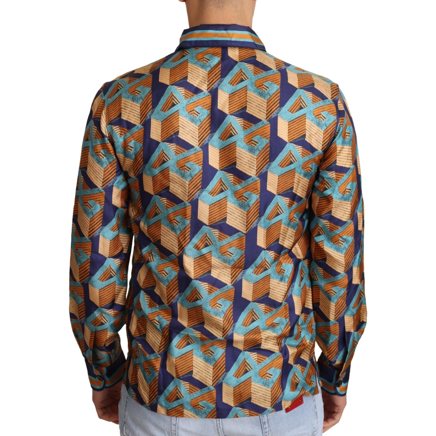 Multicolor DG Logo Silk Mens Top Shirt