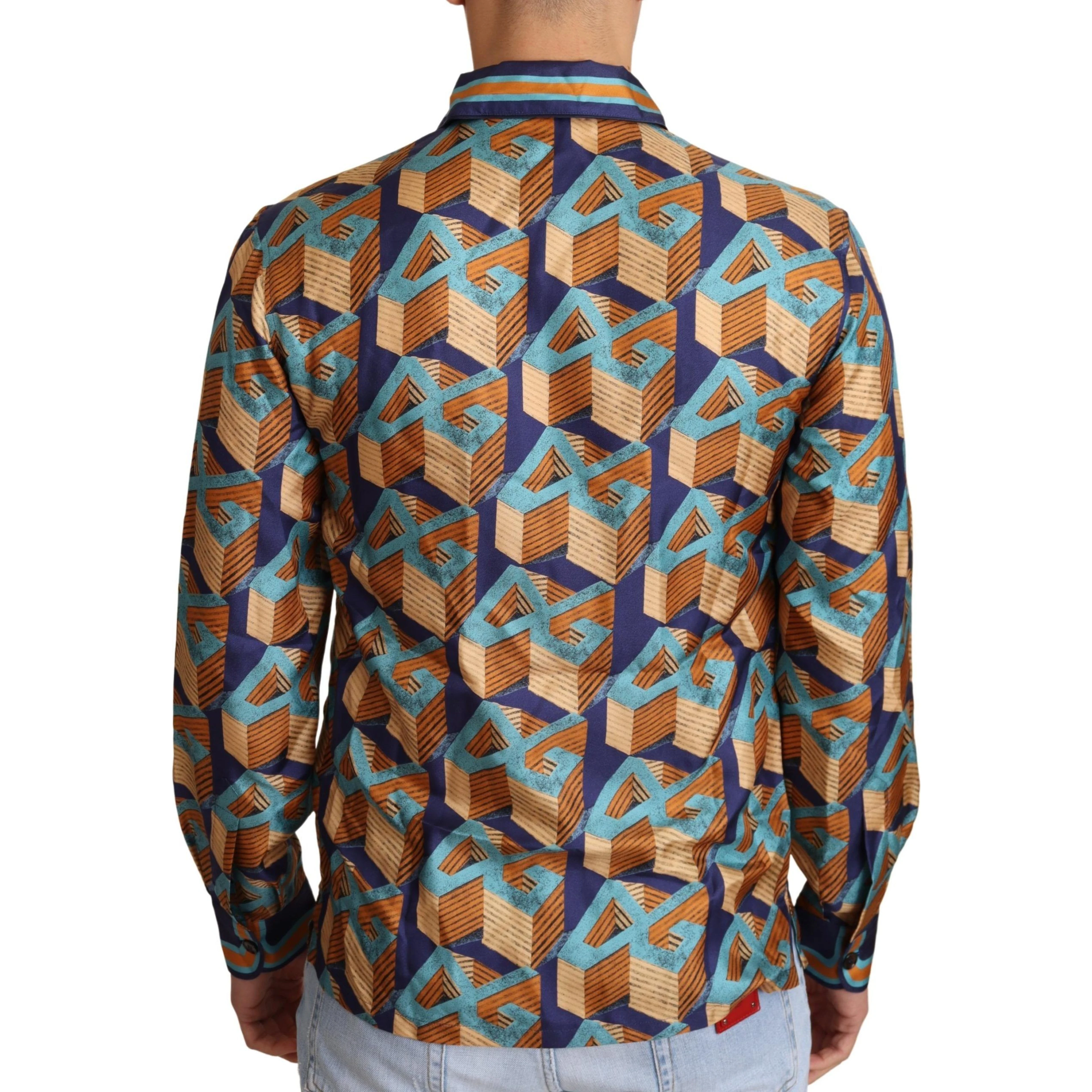 Multicolor DG Logo Silk Mens Top Shirt