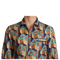 Multicolor DG Logo Silk Mens Top Shirt