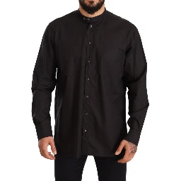 Black Cotton Button Down Casual Shirt