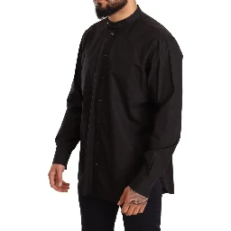 Black Cotton Button Down Casual Shirt
