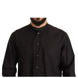 Black Cotton Button Down Casual Shirt