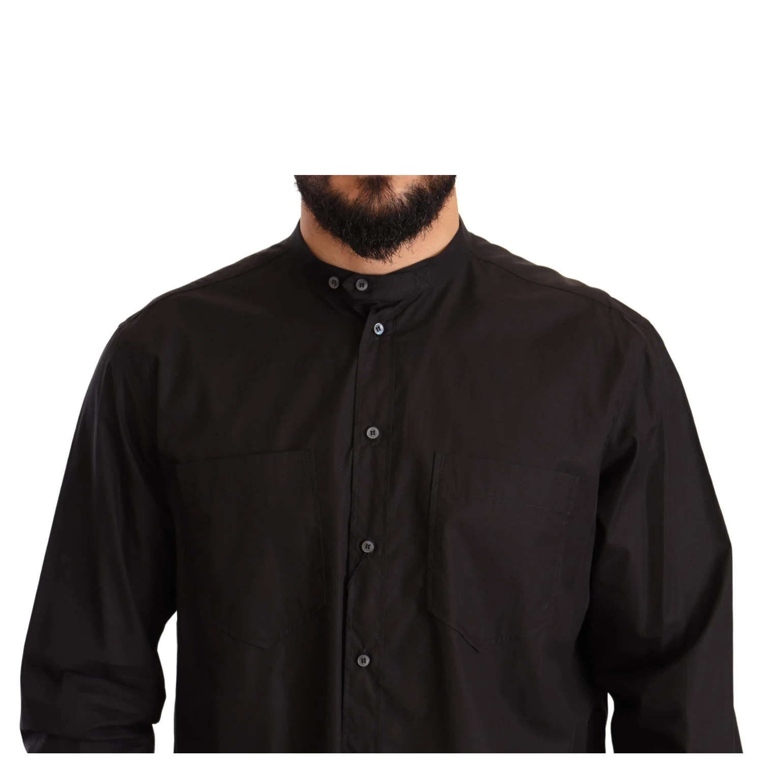 Black Cotton Button Down Casual Shirt