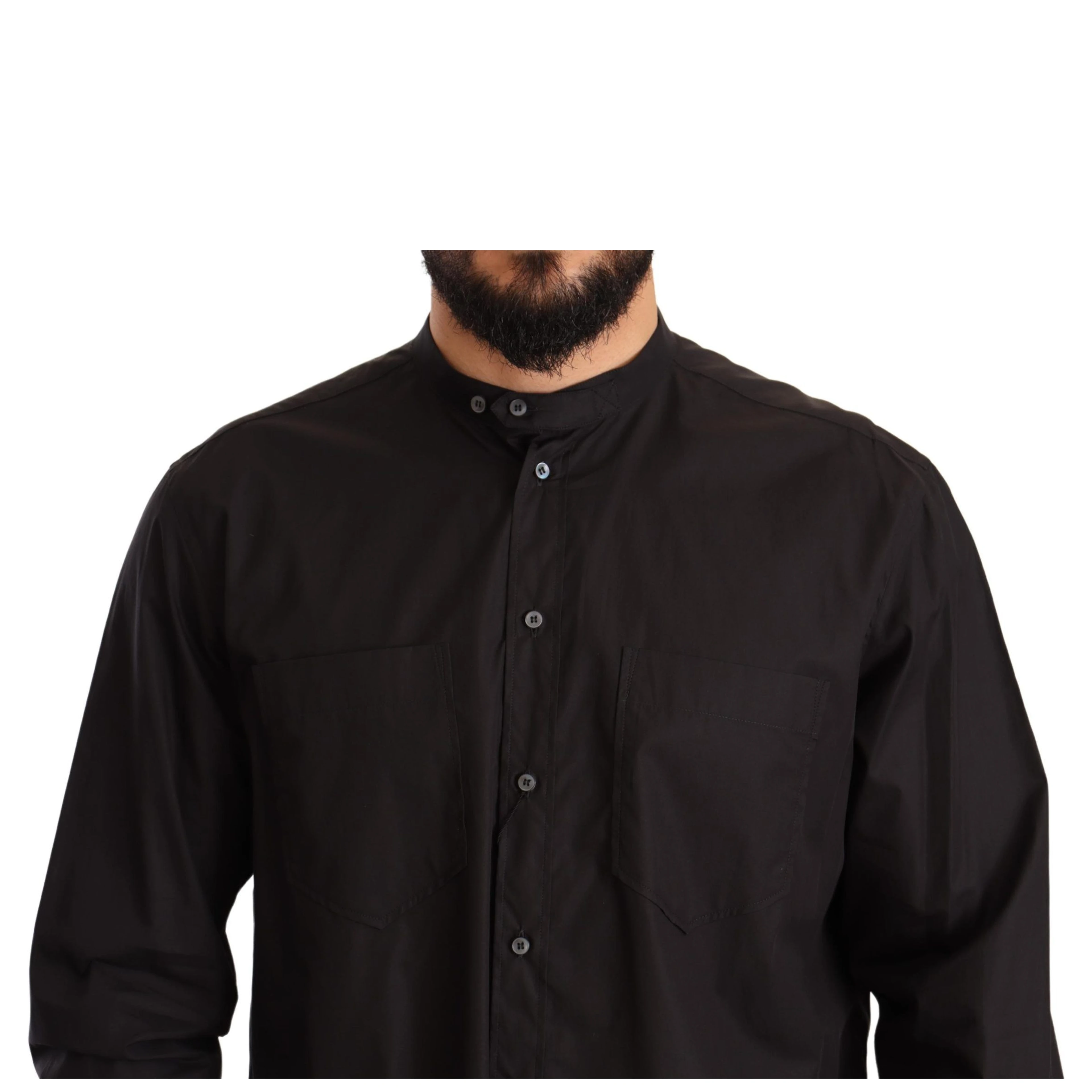Black Cotton Button Down Casual Shirt