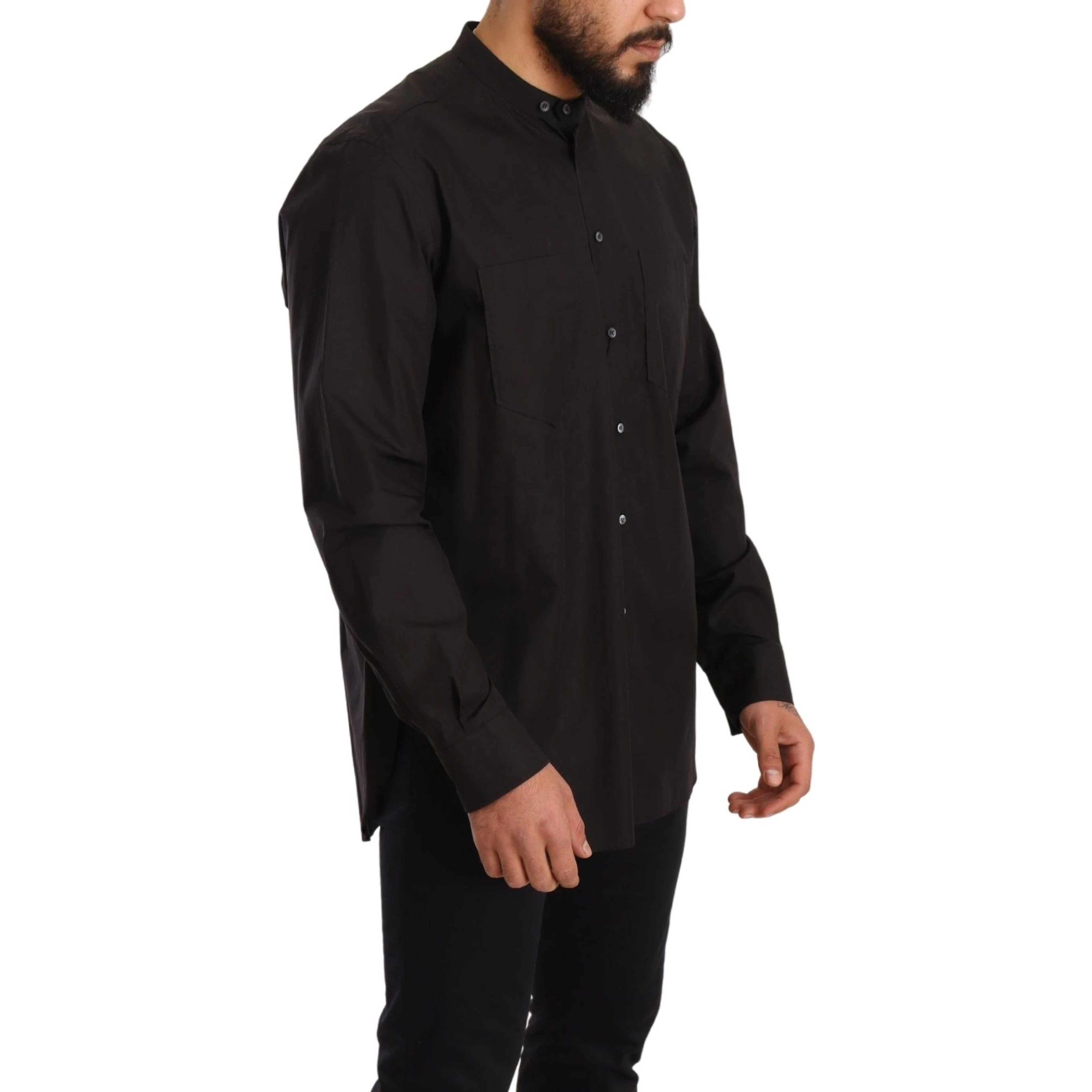Black Cotton Button Down Casual Shirt