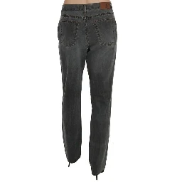 Gray Washed Mid Waist Straight Denim Pants Jeans